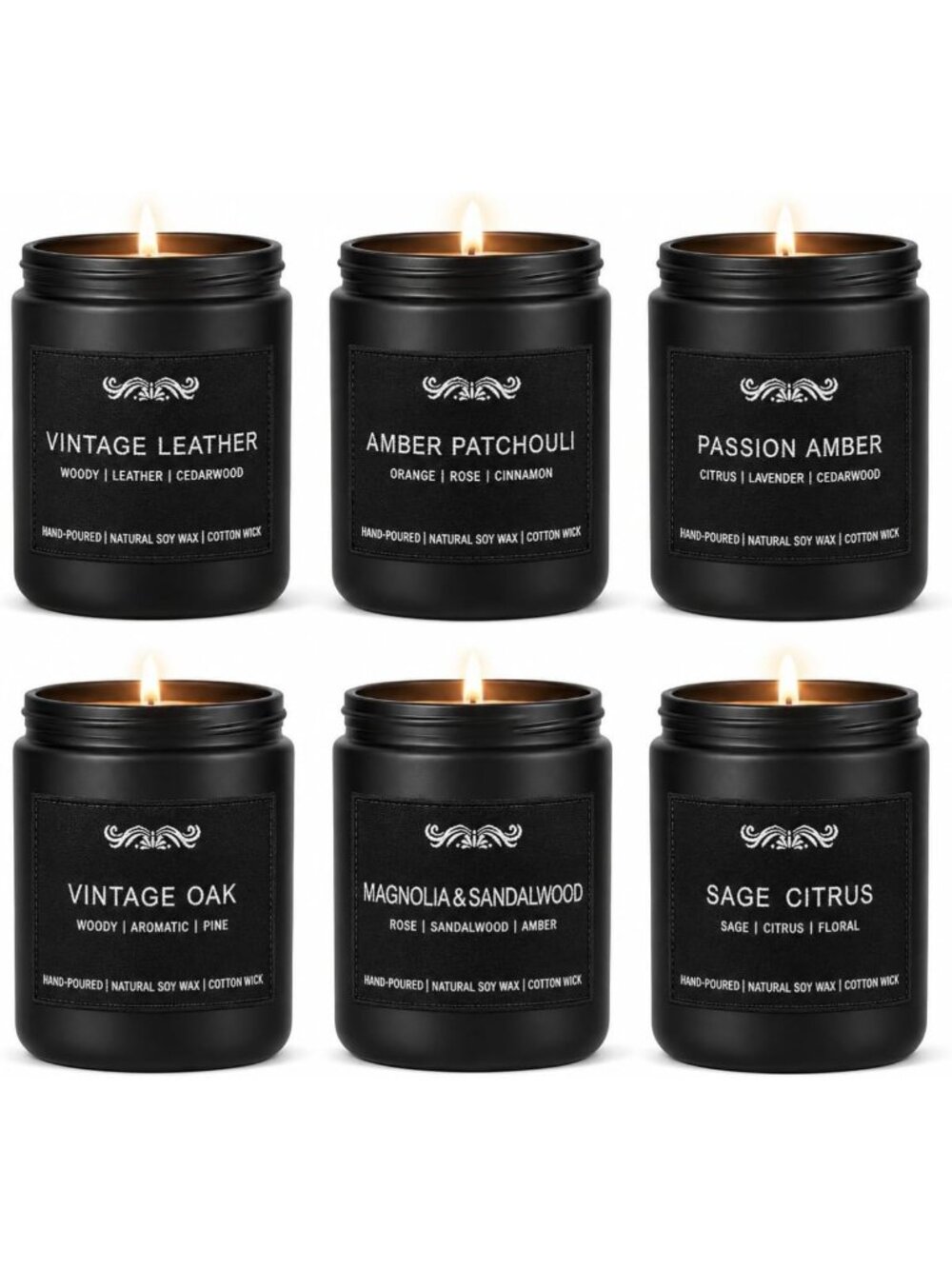 6 Pack Aromatherapy Scented Candles for Men - Perfect Home Gift Set
